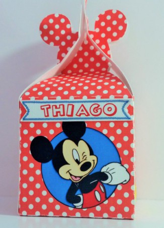 Caixinha Mickey - poá com vermelho