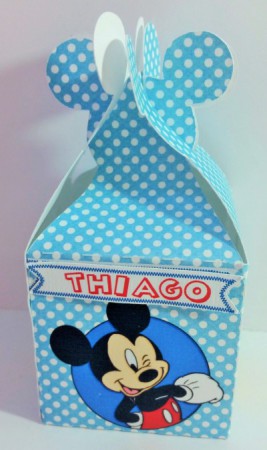 Caixinha Mickey - poá com azul