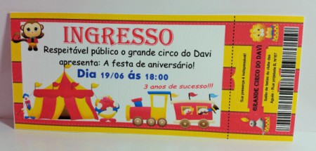 Convite ingresso - Circo